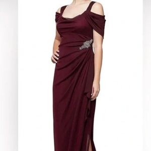Alex Evenings Embellished Cold Shoulder Column Evening Gown, size 16